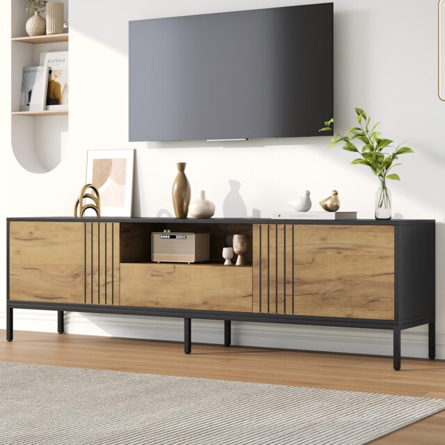 Tv Stand For Tvs Up To 70'' With 2 Doors And 1 Drawer Natural