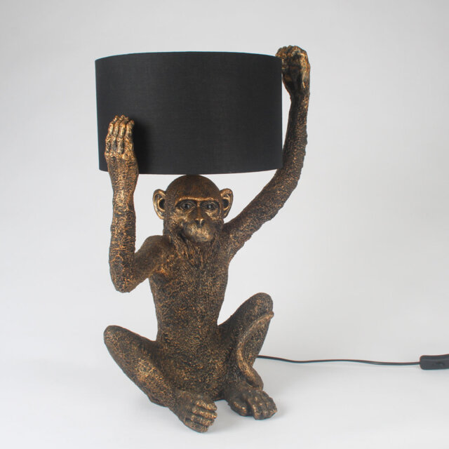 Monkey Holding Lampshade Resin Novelty Lamp