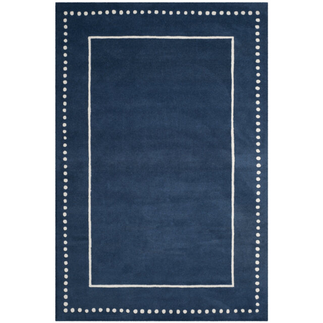 Bella Hand Tufted Area Rug In Navy Blue / Ivory