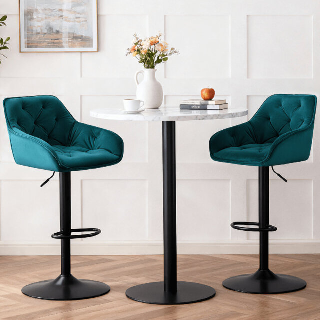 Swivel Velvet Upholstered Adjustable Height Counter Stool
