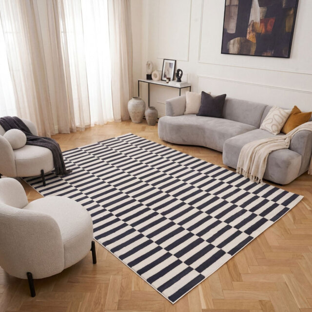 Loft Modern Striped Living Room Area Rug and Runner Soft Pile