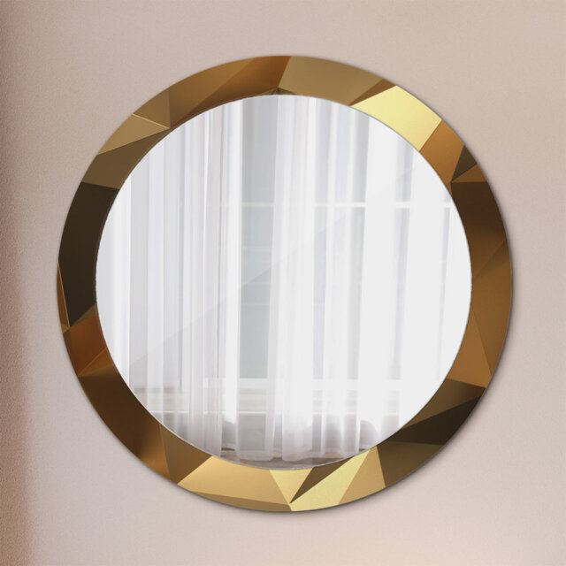 Huldar Round Glass Framed Wall Mounted Accent Mirror in Brown