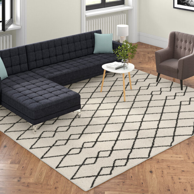 Kristin Power Loomed Ivory/Charcoal Rug
