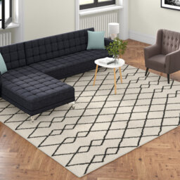 Kristin Power Loomed Ivory/Charcoal Rug
