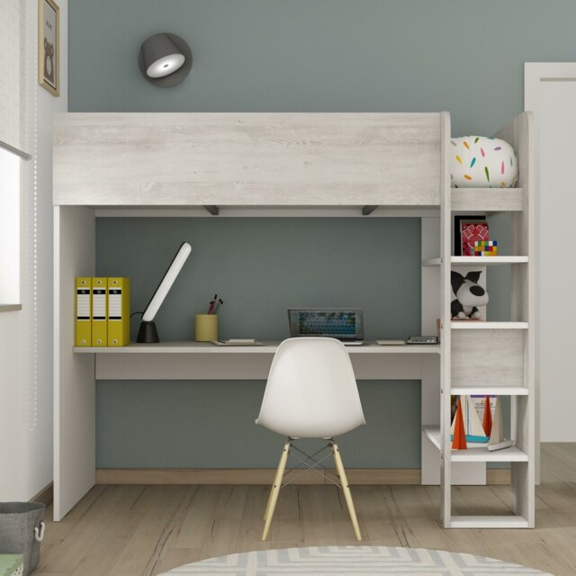 Annabelle European Single (90 x 200cm) Mate's & Captain's High Sleeper Loft Bed Bed with Shelves