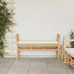 Garden Bench With Cushion 110 X 38 X 65Cm Bamboo