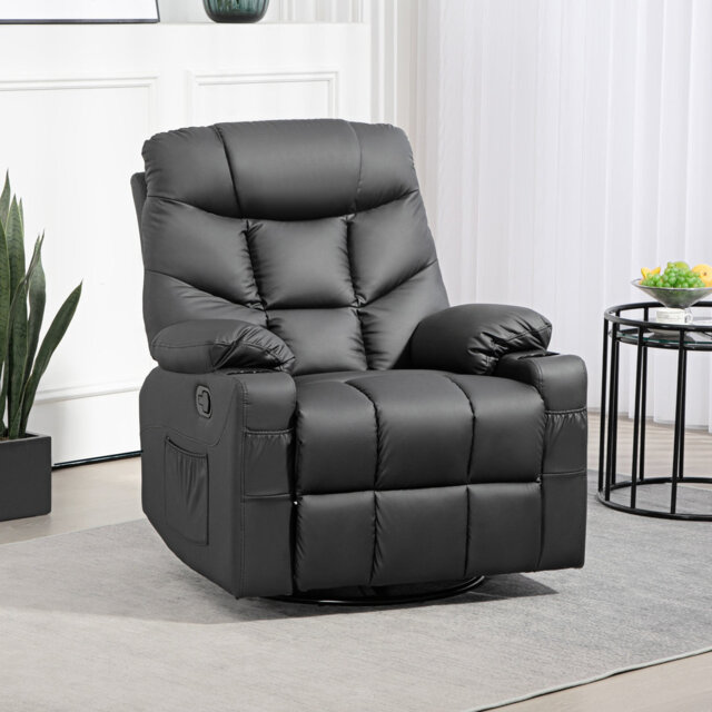 HOMCOM Recliner Armchair Swivel Manual Reclining Rocker Chair