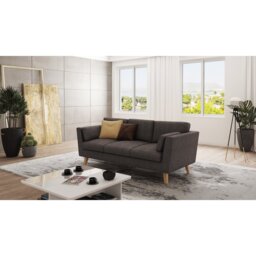 Sofa 3 Seater with Wooden Legs In Scandinavian Style