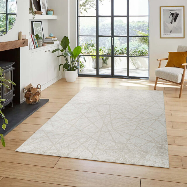 Perla Modern Abstract Living Room Area Rug Soft Metallic Sheen Contemporary Jute Backing Carpet Bedroom Abstract Linear Hallway Runner Axis-Beige 160x