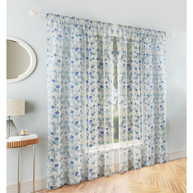 Polyester Sheer Rod Pocket Curtain Panel Pair