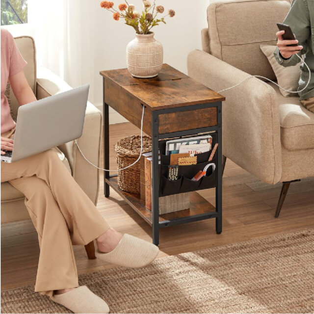 Apaui End Table with Built-In Outlets
