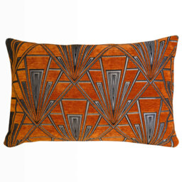 Art Deco Geometric Cushion in Burnt Orange