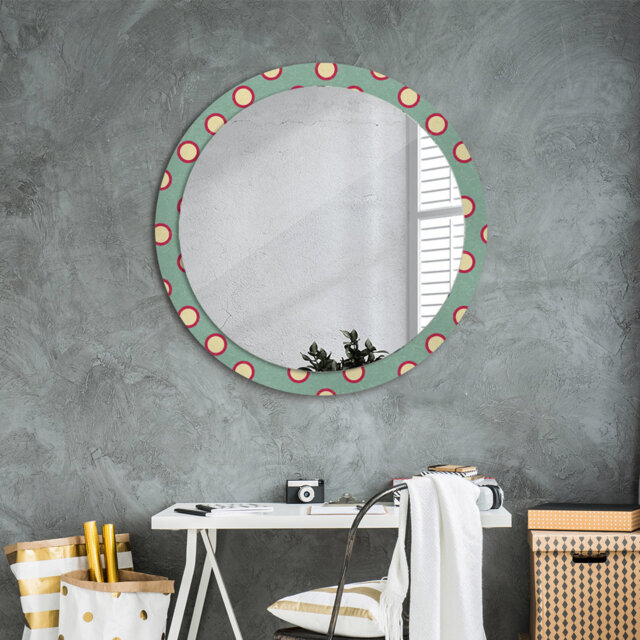 Huldar Round Glass Framed Wall Mounted Accent Mirror in Green/Yellow/Pink