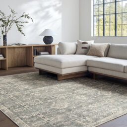 Galey Alix x Livabliss Collins Avenue I-Vintage Green Beige Grey Traditional Vintage Boho Fringe Living Dining Bedroom Rug