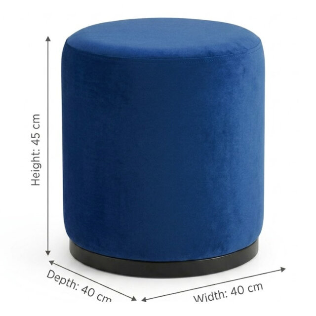 Modern Velvet Upholstered Ottoman Footstool Accent Pouffe for Living Room or Bedroom