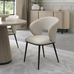 Anjelita UPHOLSTERED DINING CHAIR - BLACK SAND POWDER COATED LEGS (PAIR)