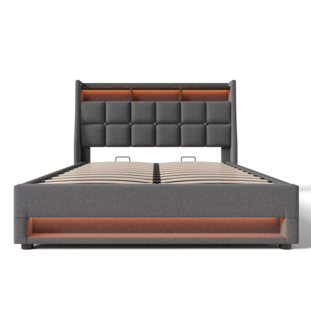 Storage Bed With Led And Usb Linen