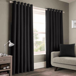 Luxury 230 GSM 100% Blackout Eyelet Room Darkening Curtain Pair