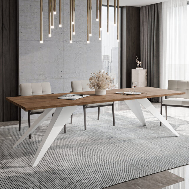 Extendable Metal Base Dining Table