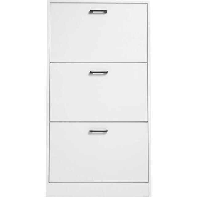 Shoe Cabinet with 3 Drawers, Pull Down Wooden Shoe Storage Organizer Cupboard Shoes Rack Cabinet Freestanding