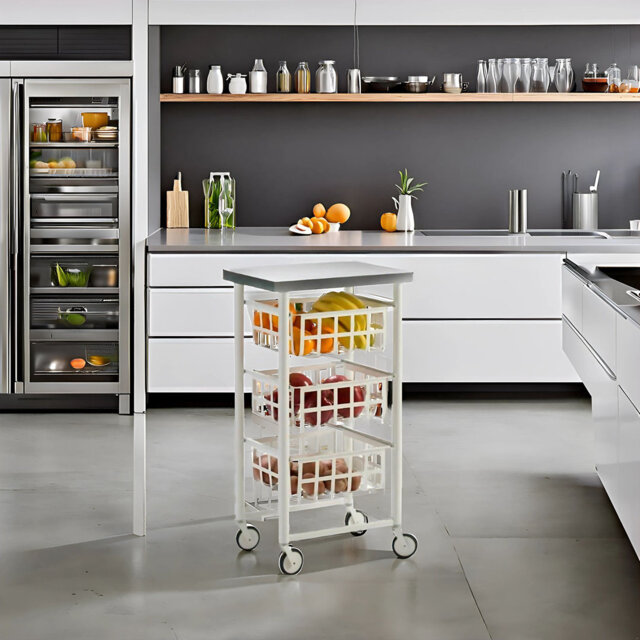 Nelia 45cm W Steel Kitchen Trolley with Stainless Steel Top