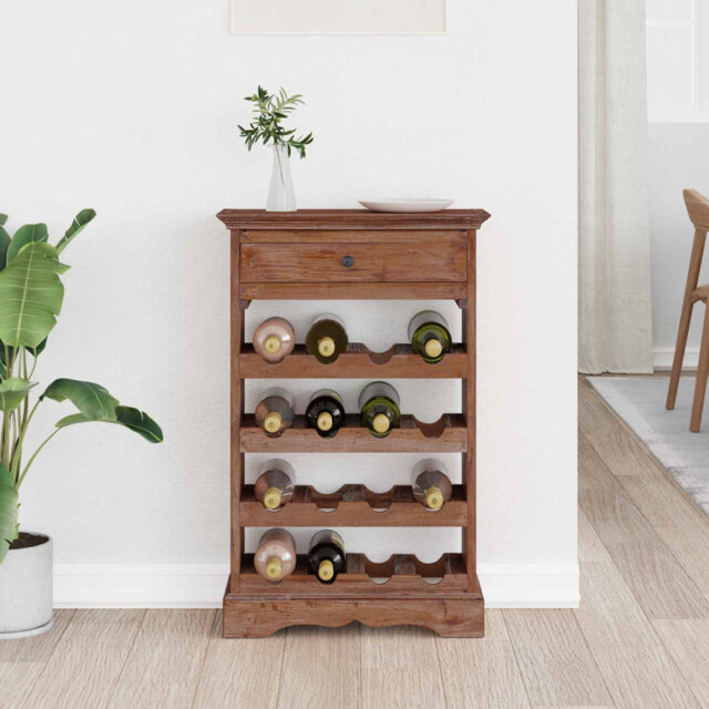 Solid Wood Open Shelving Wine Bottle Rack Natural