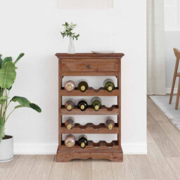 Solid Wood Open Shelving Wine Bottle Rack Natural