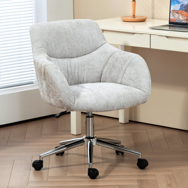 Soft Chenille Upholstered Home Office Chair Swivel Desk Chair