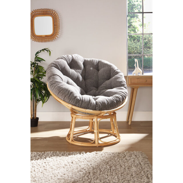 Papasan Upholstered Swivel Accent Chair