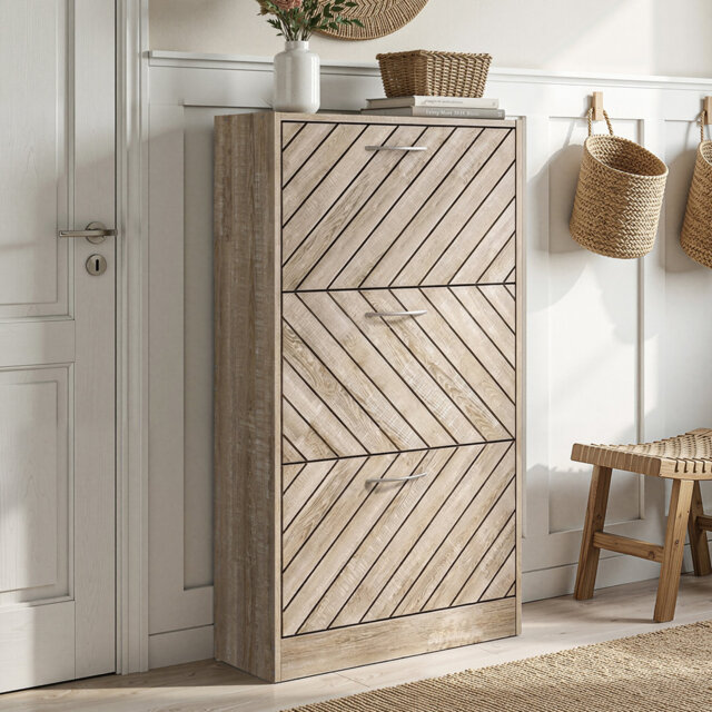 20 Pair, Brown Shoes Storage Cabinet (54Cm W X 24Cm D X 107Cm H)