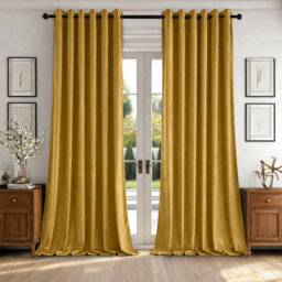 Alsey 100% Velvet Blackout Eyelet Ready Made Curtains & Drapes with matching Tie Backs