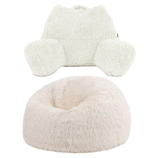 Bean Bag Bazaar Kingston Faux Fur Classic Bean Bag and Reading Pillow Set