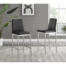Milton Luxury Breakfast Bar Stool in Quilted Design Faux Leather - Modern Chic Kitchen