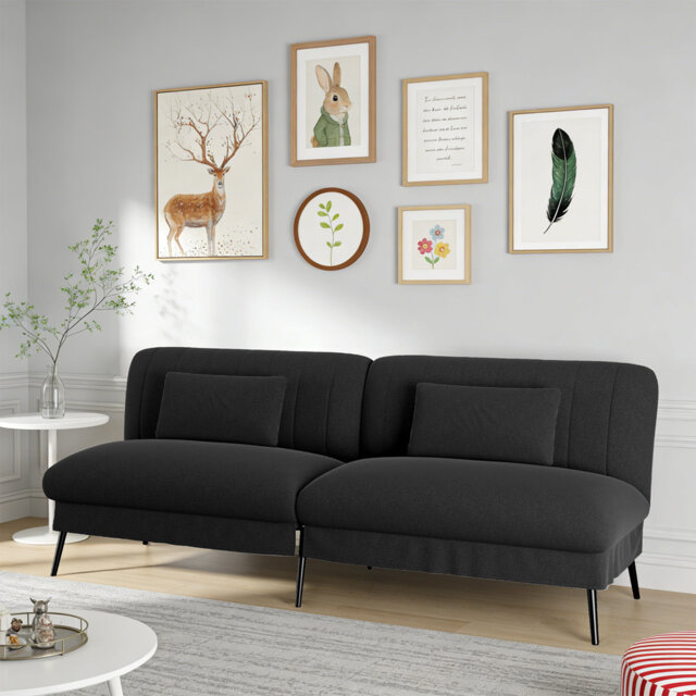 COMHOMA Fabric Sofa Bed 3 Seater Upgraded Frame 5-Gear Back Angle Adjustable Futon Sofa For Living Room, Guest Room
