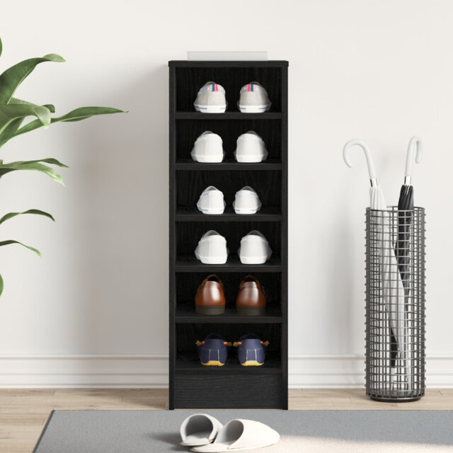 Shoe Cabinet Black Oak Engineered Wood 32 X 35 X 92 Cm