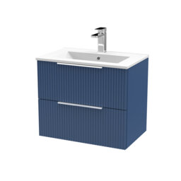 Fluted 600mm Single Bathroom Vanity with Drop In Vitreous China Basin