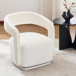 Chennile Swivel Accent Chair Modern 360° Rotating Cuddle Armchair with Curved Backrest