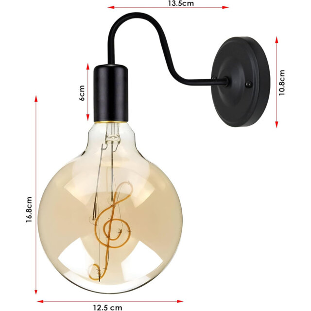 Wall Light 1 Pack, Wall Sconce Lamp Fitting Fixtures With E27 Lamp Holder For Restaurant Bar Hotel Coffee Shop Decoration
