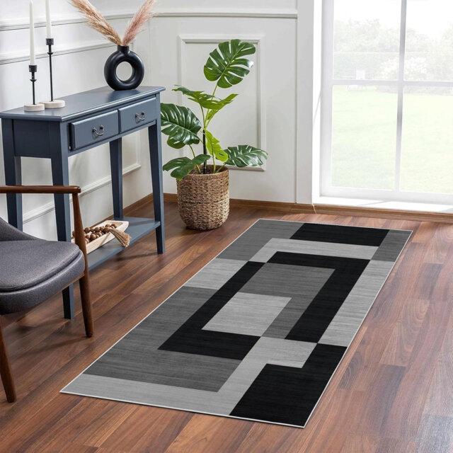 Aspire Homeware Grey Geometric Area Rug Modern Indoor Carpet