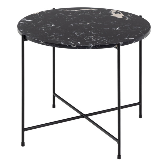 Side Table with Polished Marble Stone 52x40cm