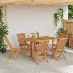 Garden Dining Set 7 pcs Brown Solid Teak Wood Outdoor Terrace Furniture