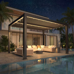 Erommy Louvered Pergola with Adjustable Waterproof Roof, Aluminum Outdoor Gazebo for Patio, Deck & Hot Tub