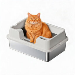 Open Top Stainless Steel Cat Litter Tray, High Sided Anti-Leakage Odour-Resistant Easy Clean Litter Box, 60x40x30.5cm(15cm), White