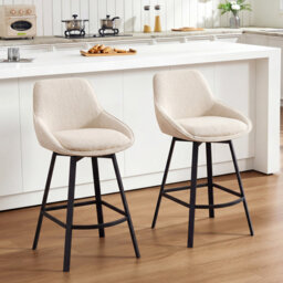Absalom 65cm H Swivel Upholstered Linen Counter Stool