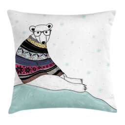 Emmanuella Bear Hipster Sweater Christmas Outdoor Cushion Cover
