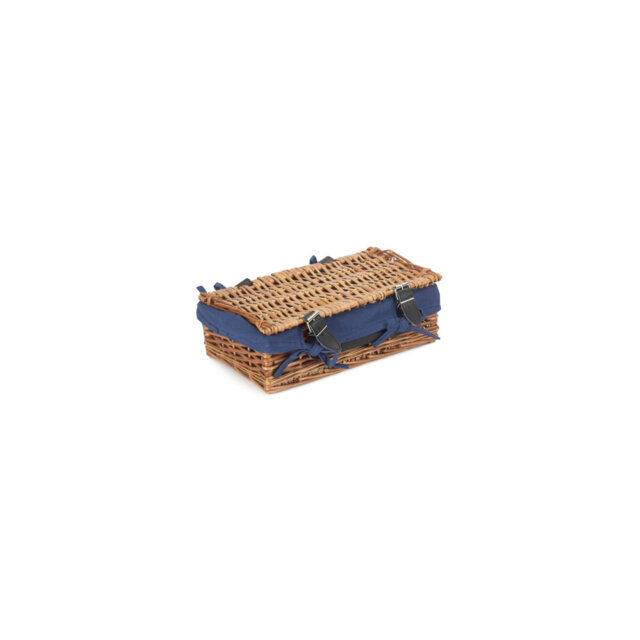 "Small 14"" Packaging Gift Hamper Basket With Blue Lining"
