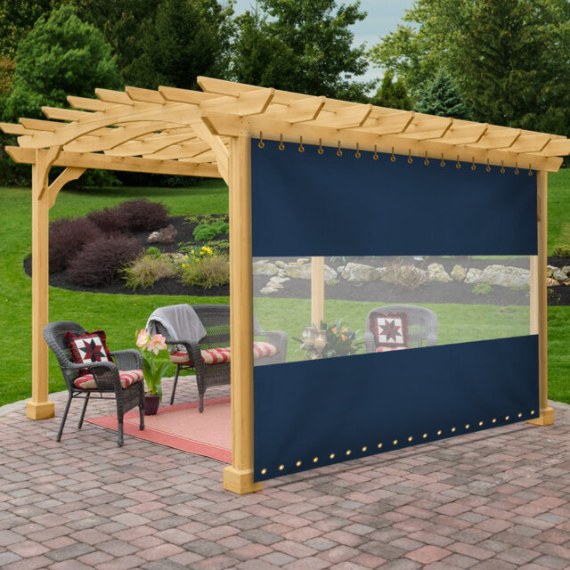 Heavy Duty Outdoor Clear Panel Curtain, All Weather Resistant Tarp Curtain for Pergola Porch Gazebo, Privacy Screen, Blackout Curtains