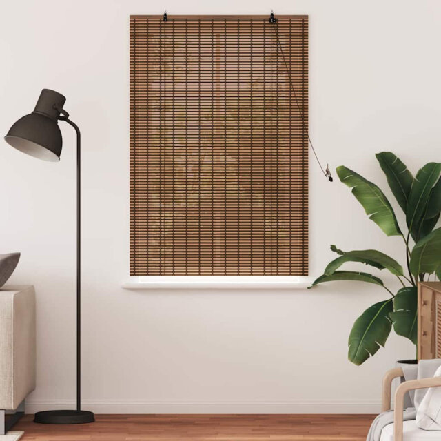 Vidaxl Window Blind With Curtains Manual Brown Bamboo