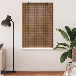 Vidaxl Window Blind With Curtains Manual Brown Bamboo
