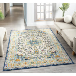 Athena Modern Living Room Area Rug – Cut Pile Weaving - Jute Backing- Floral - Traditional Design Low Pile Rug, Multi Coloured,